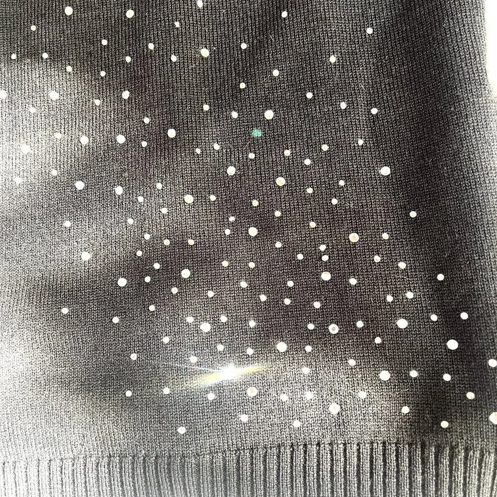 Auc Moschno Rhinestones embellished Lana Wool Black cardigan S - Picture 11 of 14